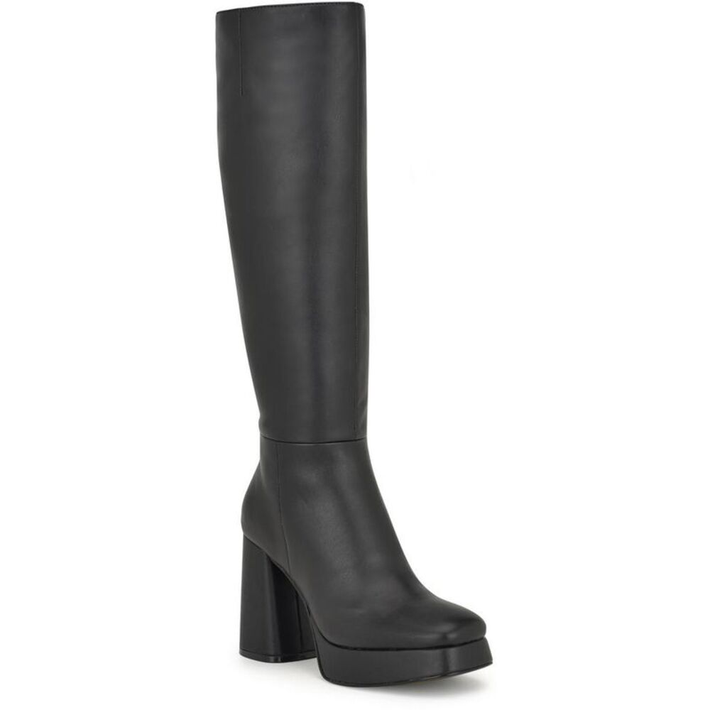 Nine West Womens Vadda 3 Black Faux Leather Tall Knee-High Boots Shoes NWT